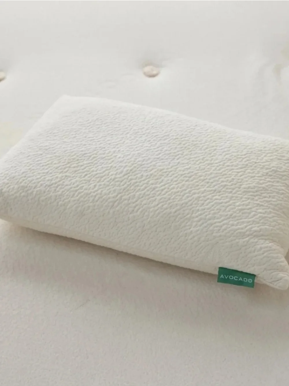New Queen avocado Cream Plush Support Pillow with Green Brand Tag